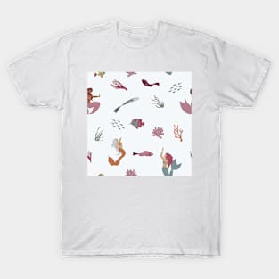 Mermaids on Pale Blue T-Shirt